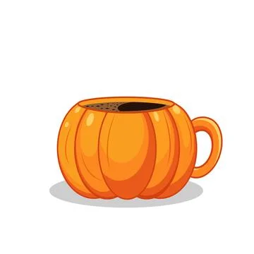 Pumpkin Shaped Coffee Mug Vector Illustration Cartoon Stock Illustration
