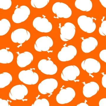 Pumpkin silhouettes vector seamless pattern. Stock Illustration