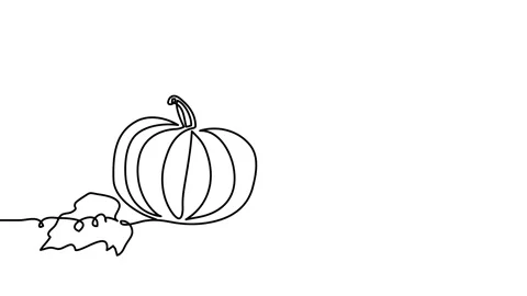 Pumpkin single line animated illustration. One continuous self drawing line Stock Footage 301601806