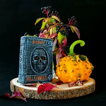 Pumpkin, skull Stock Photos