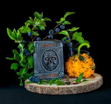 Pumpkin, skull Stock Photos