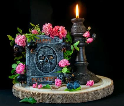 Pumpkin, skull Stock Photos