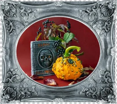 Pumpkin, skull Stock Photos