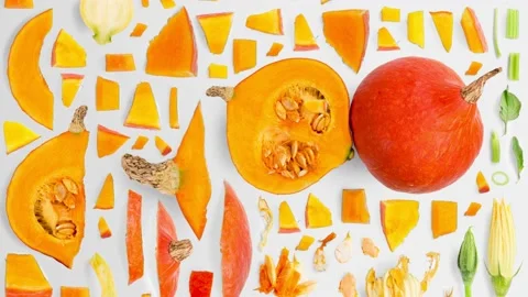 Pumpkin Slice and Leaf Collection Stock-Footage 220138548