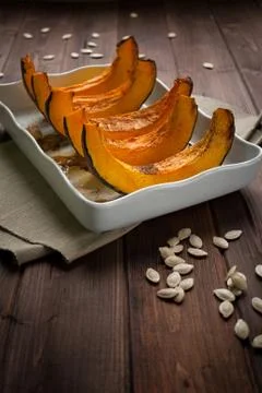 Pumpkin slice baked Stock Photos