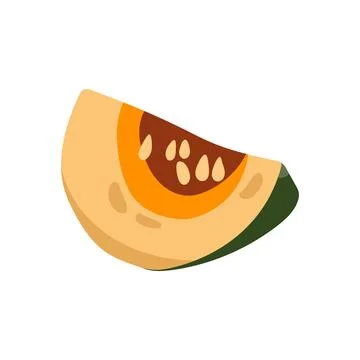 Pumpkin slice flat vector illustration isolated orange piece autumn food Stock Illustration