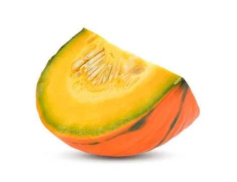 Pumpkin slice on white background. Full depth of field with clipping path. Stock Photos
