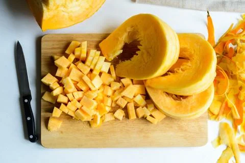 Pumpkin sliced diced Stock Photos