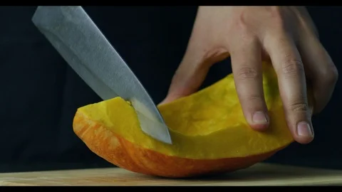 Pumpkin Slicing Video stock 95636977