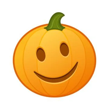 Pumpkin with slightly happy smiling face Large size of Halloween emoji イラスト素材