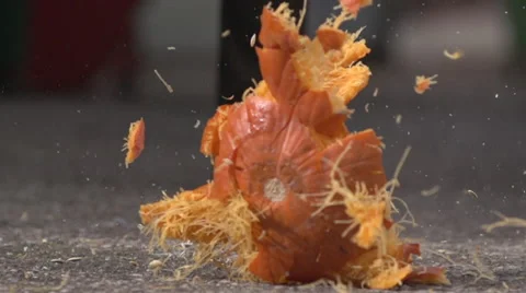 Pumpkin Smash at 480fps Video stock 44266679