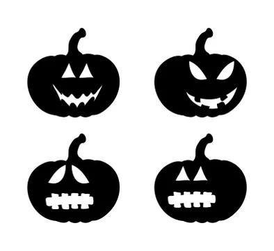 Pumpkin smile silhouette set vector symbol icon design. Beautiful illustratio Illustrazione stock