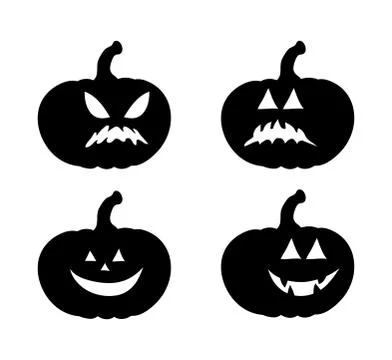 Pumpkin smile silhouette set vector symbol icon design. Beautiful illustratio Stock Illustration