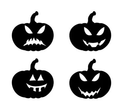 Pumpkin smile silhouette set vector symbol icon design. Beautiful illustratio Stock Illustration