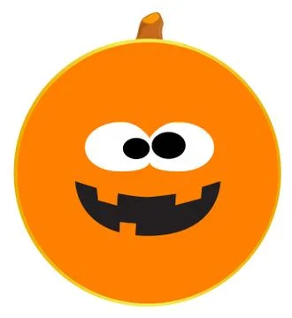Pumpkin Smiley Face Button Isolated Stock Illustration