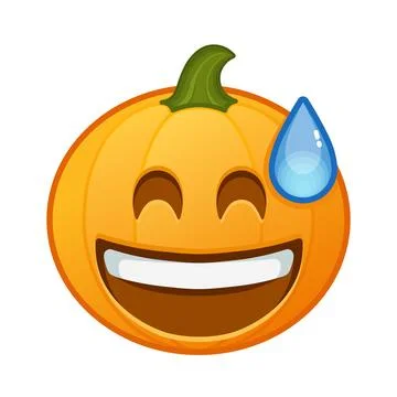 Pumpkin with smiling face in cold sweat with open mouth Large size of Hallo.. イラスト素材