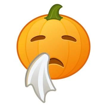 Pumpkin with sneezing face Large size of Halloween emoji イラスト素材