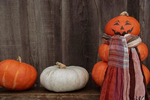 Pumpkin snowman Foto stock