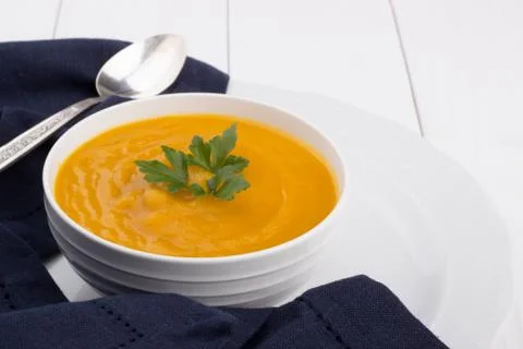 Pumpkin soup in a bowl Stock Photos