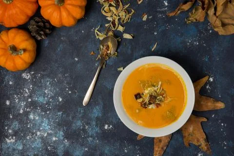 Pumpkin soup close up Foto stock