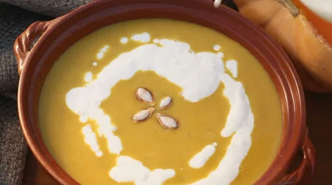 Pumpkin soup Stock Footage 23728219