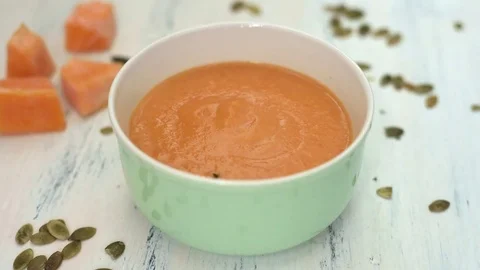 Pumpkin soup Stock Footage 74185655