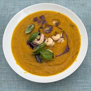 Pumpkin soup, a light supper Stock Photos