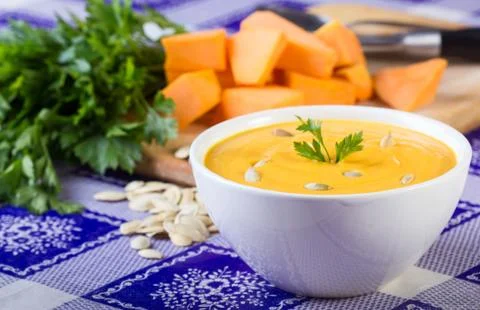 Pumpkin soup Stock Photos