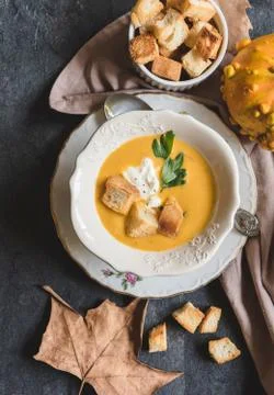 Pumpkin soup Stock Photos