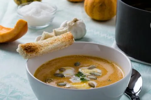 Pumpkin soup Stock Photos