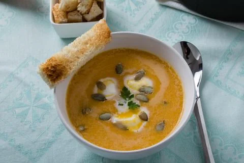 Pumpkin soup Stock Photos