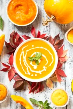 Pumpkin soup Stock Photos