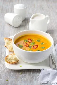 Pumpkin soup Stock Photos