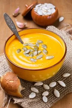 Pumpkin soup - puree Stock Photos