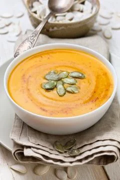 Pumpkin soup - puree Stock Photos