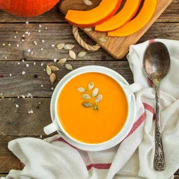 Pumpkin soup puree Stock Photos