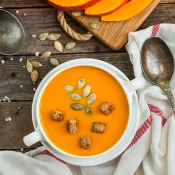 Pumpkin soup puree Stock Photos