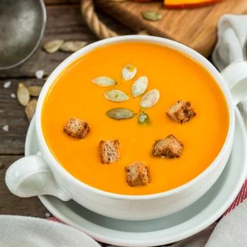 Pumpkin soup puree Stock Photos