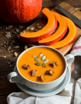 Pumpkin soup puree Stock Photos