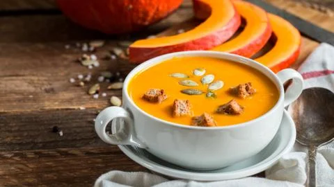 Pumpkin soup puree Stock Photos