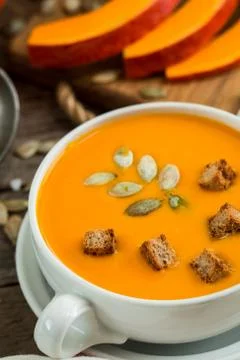Pumpkin soup puree Stock Photos
