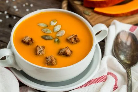 Pumpkin soup puree Stock Photos