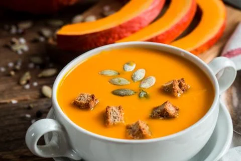 Pumpkin soup puree Stock Photos
