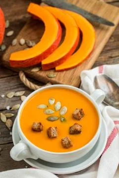 Pumpkin soup puree Stock Photos
