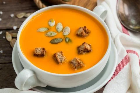 Pumpkin soup puree Stock Photos
