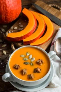 Pumpkin soup puree Stock Photos