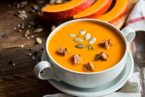 Pumpkin soup puree Stock Photos