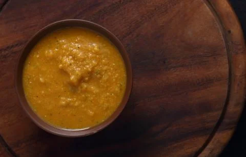 Pumpkin soup. Top view Foto stock