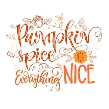 Pumpkin spice and everything nice - quote. Autumn pumpkin spice season handdr Stock Illustration