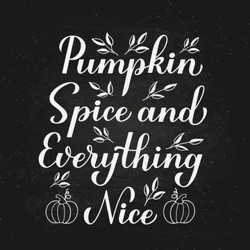 Pumpkin Spice and Everything Nice calligraphy hand lettering on chalkboard .. Stock Illustration